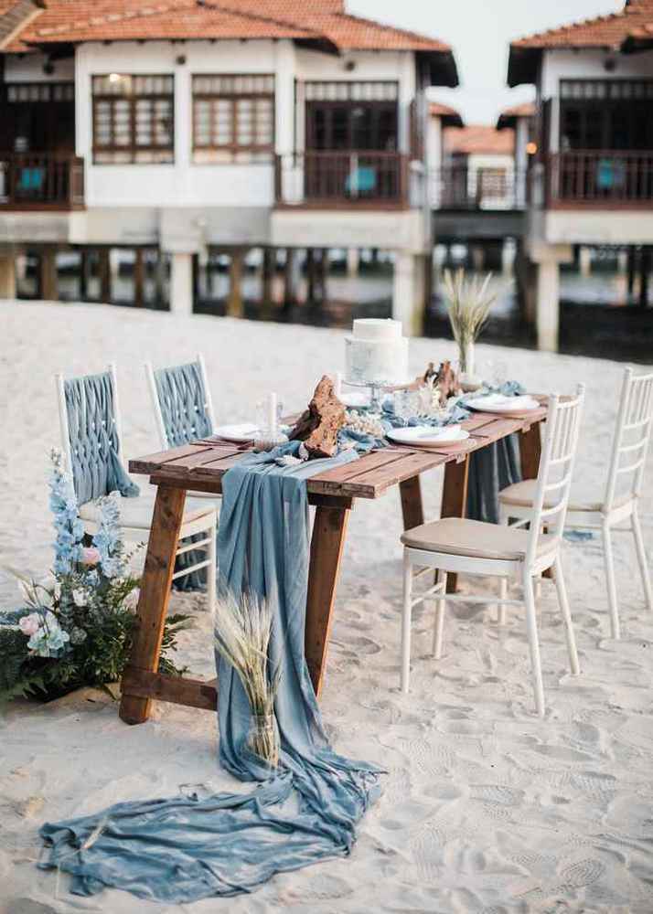 Dusty Hues and Ocean Blues for a Romantic Sunset Beach Wedding